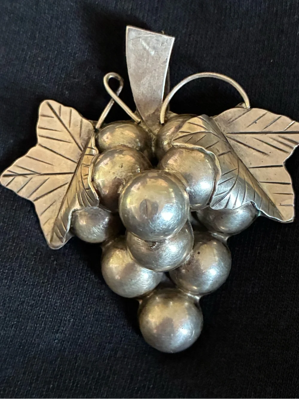 Vintage Silver Taxco Grape Cluster Pendant or Brooch